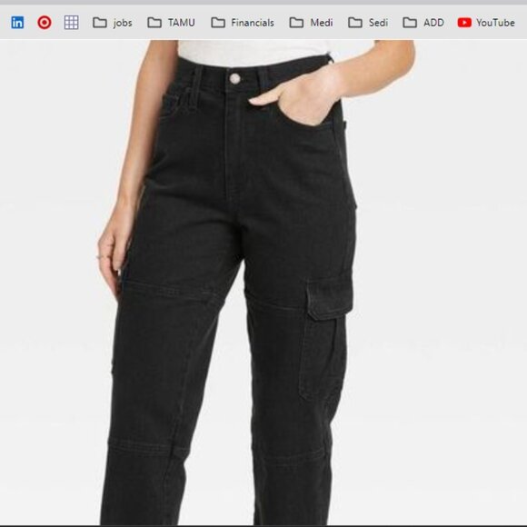 High-Rise 90’s Straight Cargo Black Jeans 00 TALL - NEW!! - Picture 2 of 4